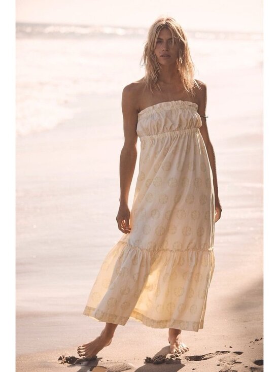 Free People strapless floral cotton poplin midi dress - Picture 10 of 10